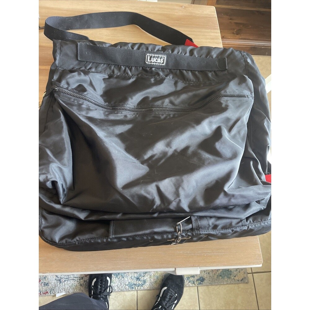 Lucas Garment Travel Bag Black Nylon with Hanger Red Trim